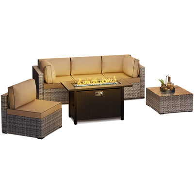 Walsunny 50,000 BTU Patio Metal Gas Rectangle Fire Pit Table