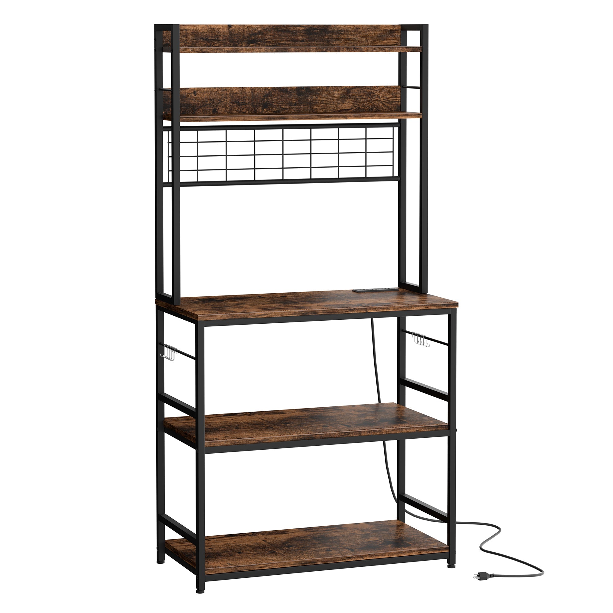 Walsunny Kitchen Bakers Rack with Power Outlet Coffee Bar Table 3Tiers Clearance