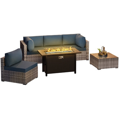 Walsunny 50,000 BTU Patio Metal Gas Rectangle Fire Pit Table
