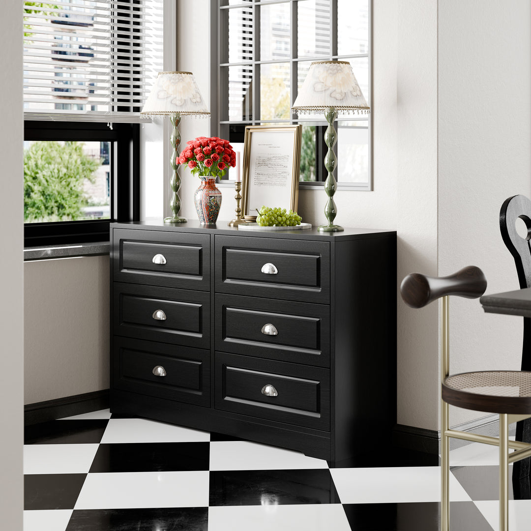 Walsunny 9 Drawer Double Dresser Black Wooden Wide Chest of Drawers with Metal Handles Storage Organizer Dresser Nursery Dresser for Living Room Hallway Walsunny 9 Drawer Double Dresser Black Wooden Wide Chest of Drawers with Metal Handles Storage Organizer Dresser Nursery Dresser for Living Room Hallway