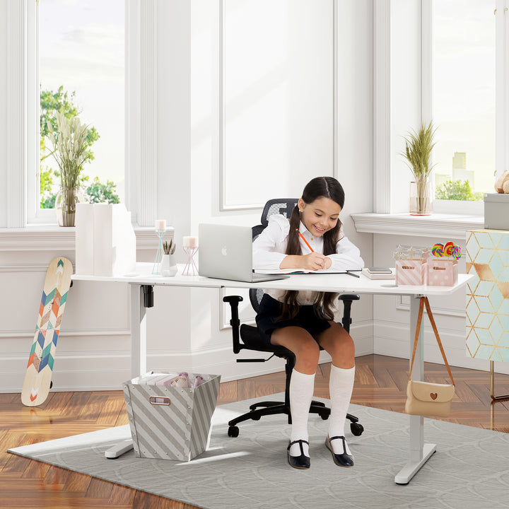 Walsunny Electric Office Ergonomic Standing Desk 1.2m / 1.4m / 1.6m With White Metal Table Base (7709656350896)