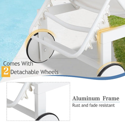 Walsunny Patio Furniture 2 Pieces Outdoor Lounge Chairs With Wheels#color_white