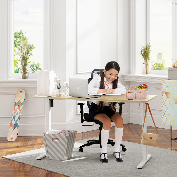 Walsunny Electric Office Ergonomic Standing Desk 1.2m / 1.4m / 1.6m With White Metal Table Base (7709656350896)