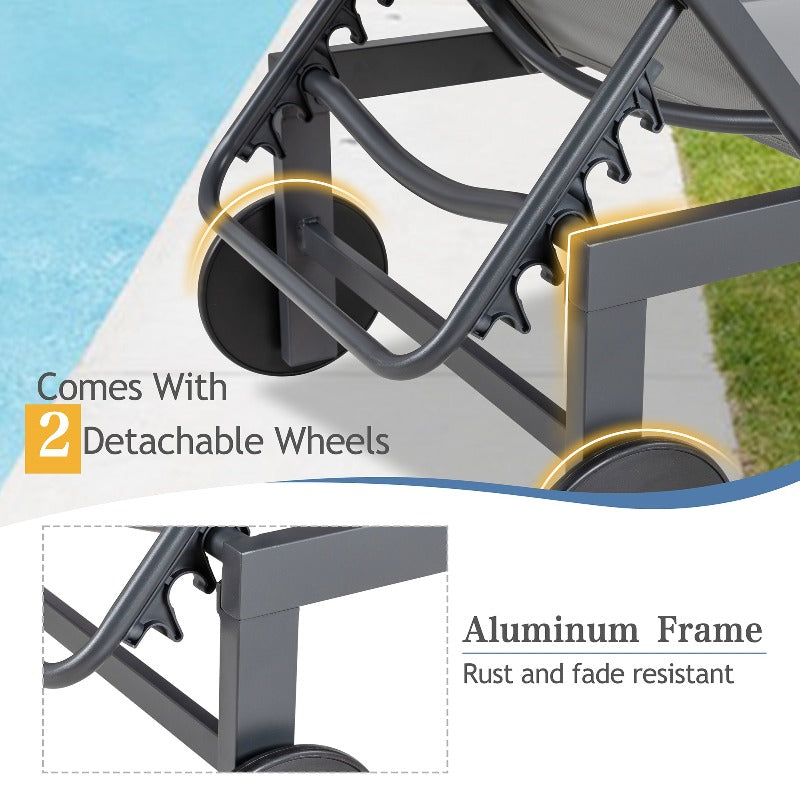 Walsunny Patio Furniture 2 Pieces Outdoor Lounge Chairs With Wheels#color_light-grey