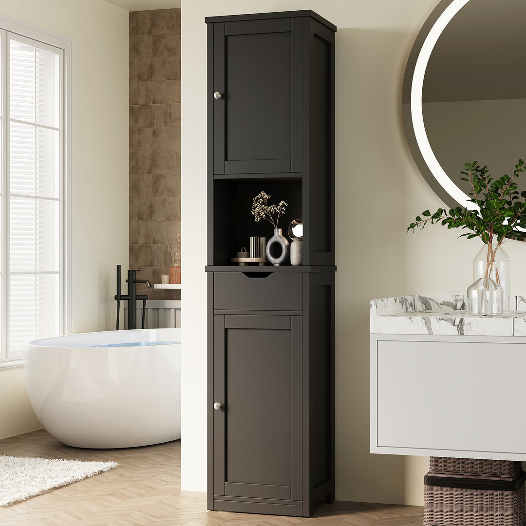 Walsunny Bathroom Cabinet, Storage Cabinet with 2 Doors & 1 Drawer, Floor Mount, with Adjustable Shelves