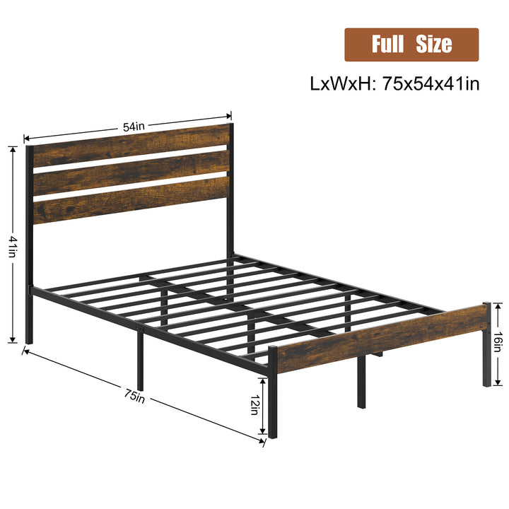 Walsunny Full Size Heavy Duty Twin Size Bed Frame with Headboard and Footboard