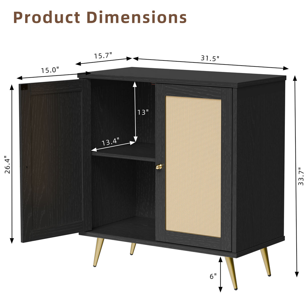 Walsunny Rattan Storage Cabinet, Multifunctional Cupboard