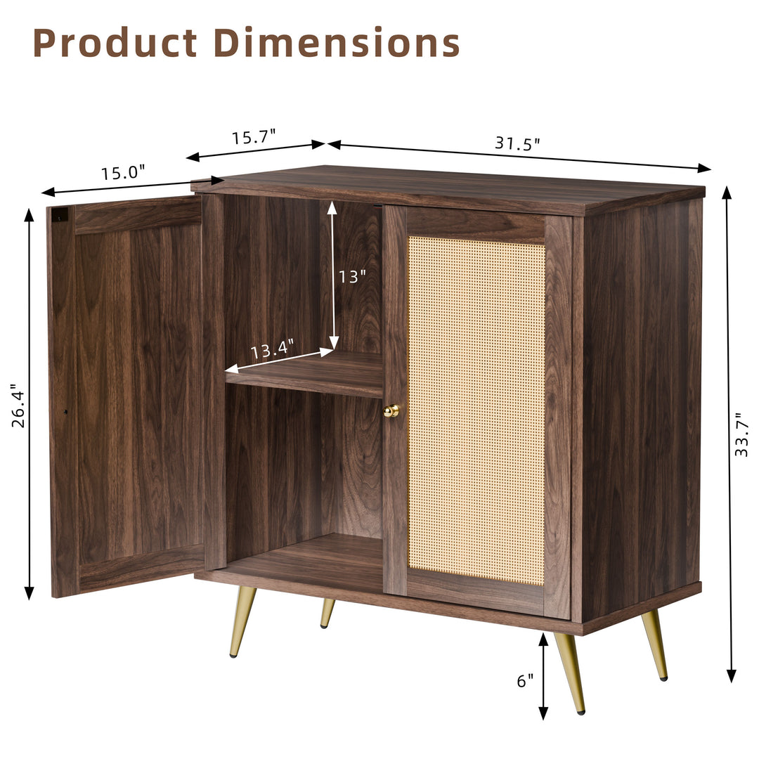 Walsunny Rattan Storage Cabinet, Multifunctional Cupboard