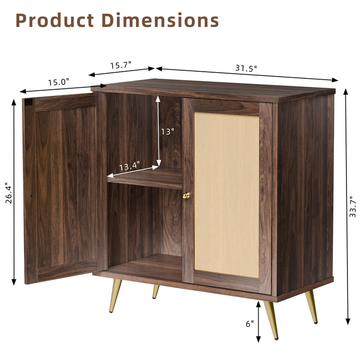 Walsunny Rattan Storage Cabinet, Multifunctional Cupboard