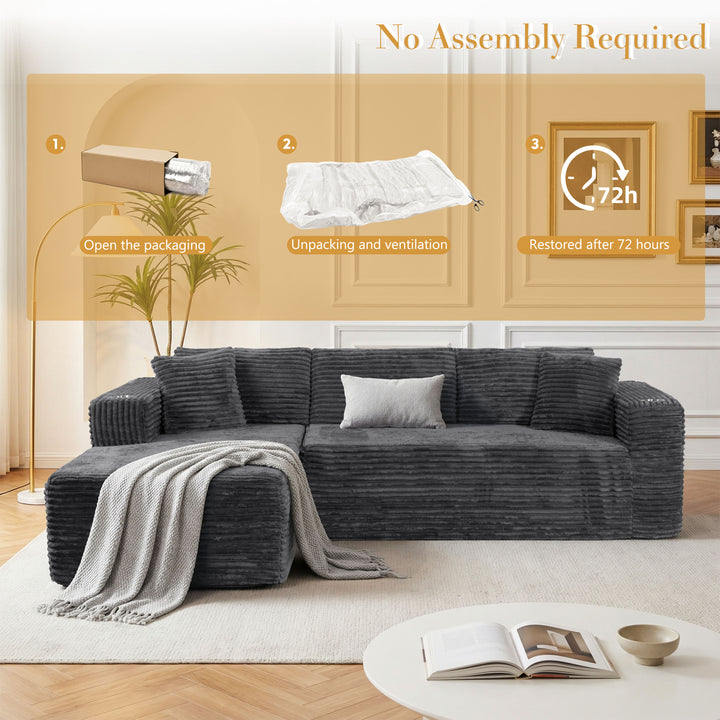 Walsunny  105" Modular Sectional Sofa, Boneless L Shaped Couch With Cup Holder