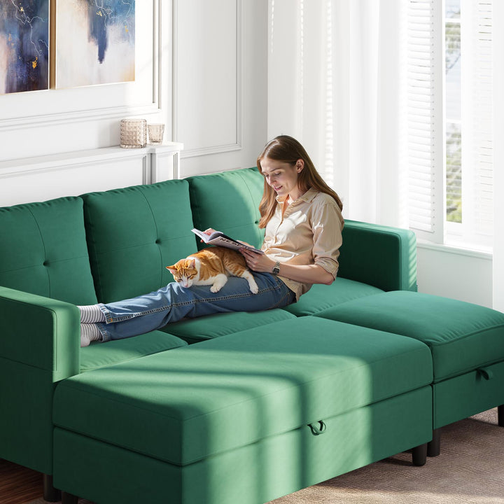 Walsunny Long Storage Ottoman Green