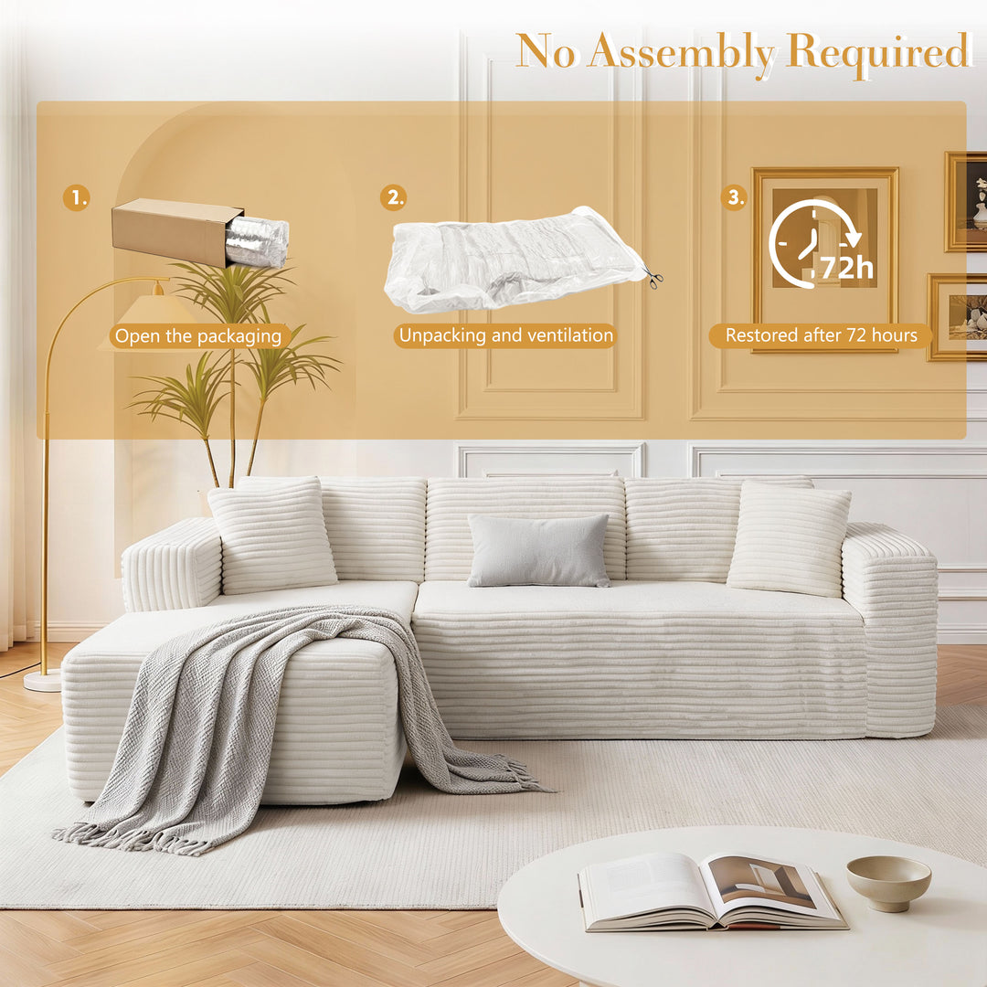 Walsunny  105" Modular Sectional Sofa, Boneless L Shaped Couch With Cup Holder