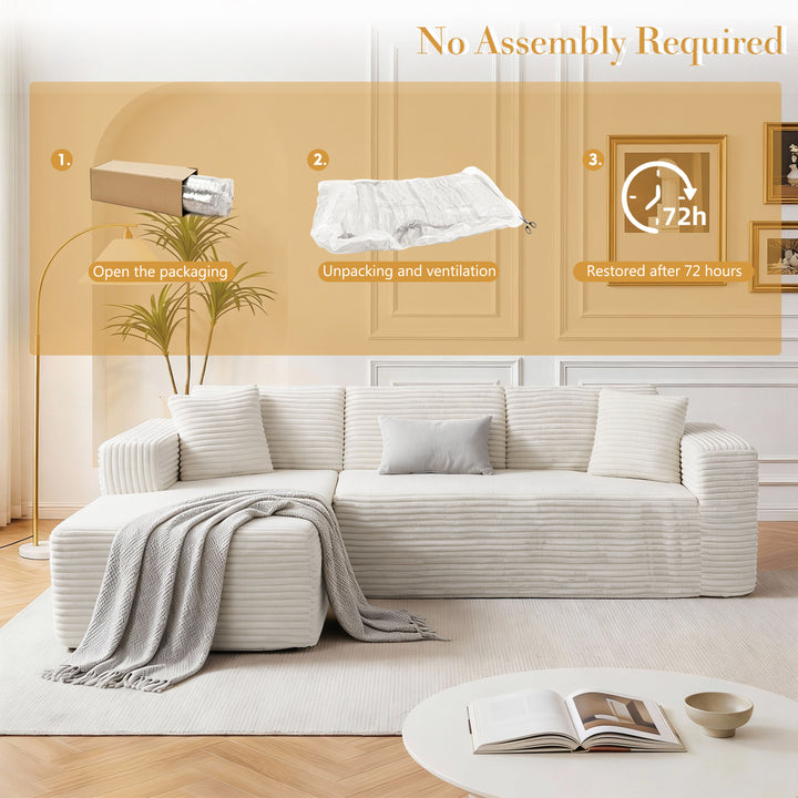 Walsunny  105" Modular Sectional Sofa, Boneless L Shaped Couch With Cup Holder