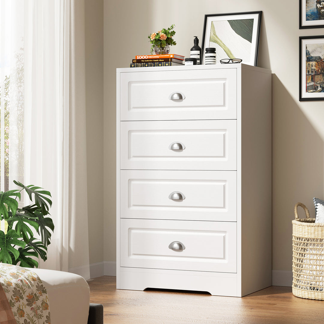 Walsunny 5 Drawer White Vertical Dresser Modern Storage Cabinet with Handle-Drawer Chest Wood Organizer for Living Room Walsunny 5 Drawer White Vertical Dresser Modern Storage Cabinet with Handle-Drawer Chest Wood Organizer for Living Room