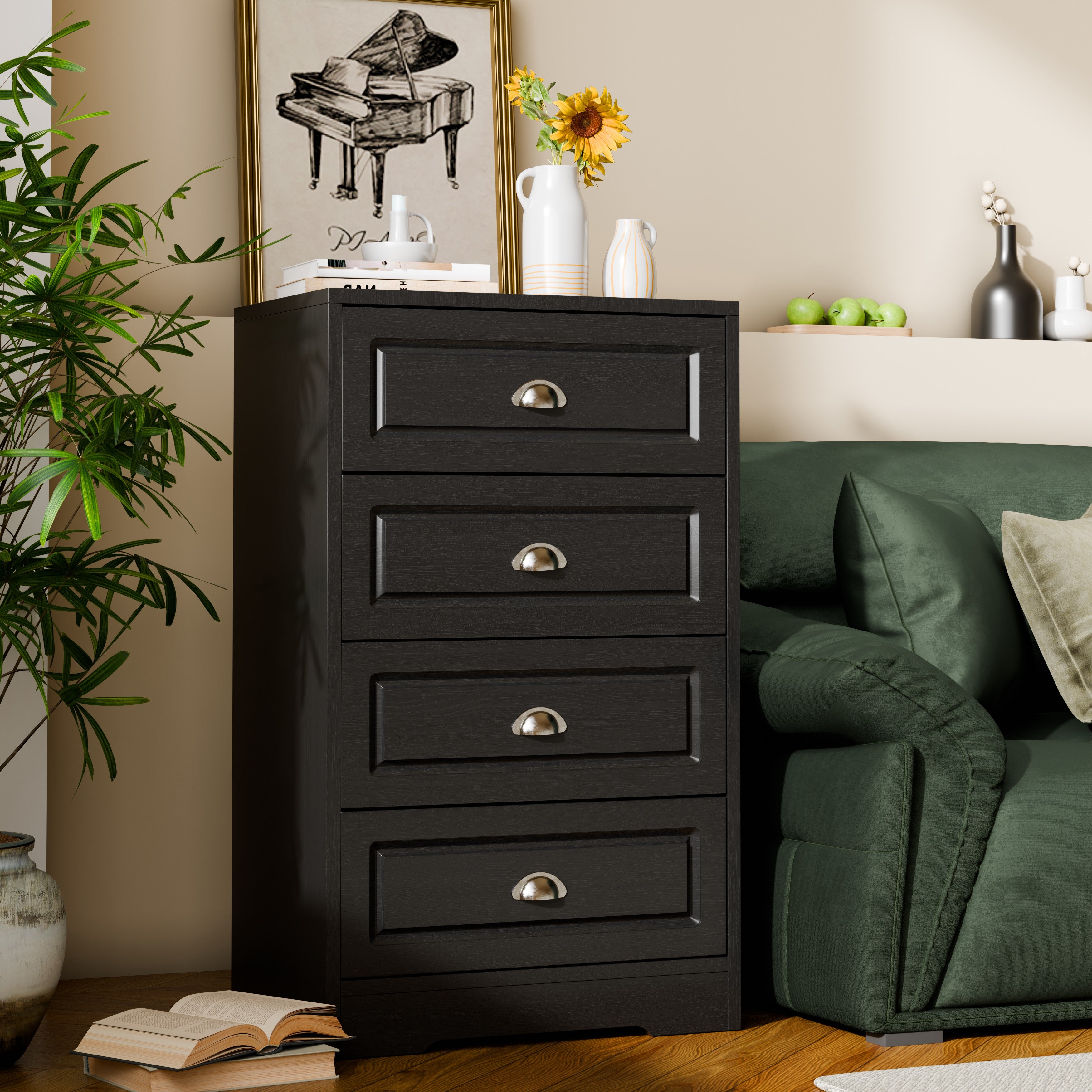 Walsunny 5 Drawer White Vertical Dresser Modern Storage Cabinet