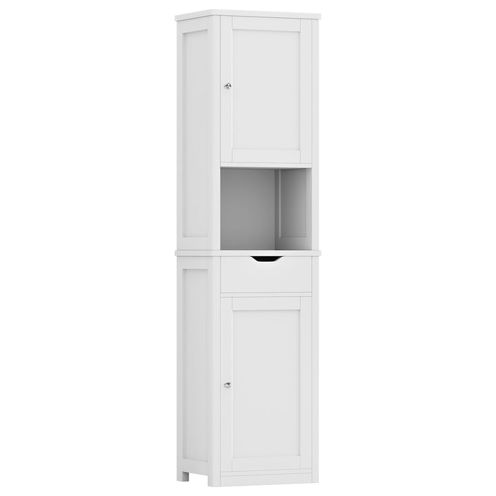 Walsunny Bathroom Cabinet, Storage Cabinet with 2 Doors & 1 Drawer, Floor Mount, with Adjustable Shelves