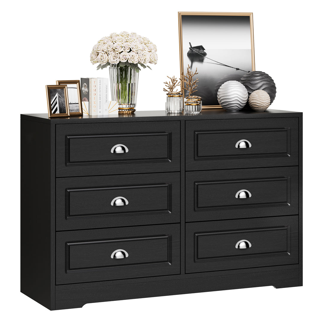Walsunny 9 Drawer Double Dresser Black Wooden Wide Chest of Drawers with Metal Handles Storage Organizer Dresser Nursery Dresser for Living Room Walsunny 9 Drawer Double Dresser Black Wooden Wide Chest of Drawers with Metal Handles Storage Organizer Dresser Nursery Dresser for Living Room