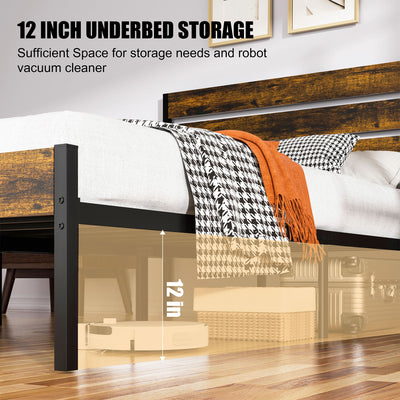 Walsunny Full Size Heavy Duty Twin Size Bed Frame with Headboard and Footboard
