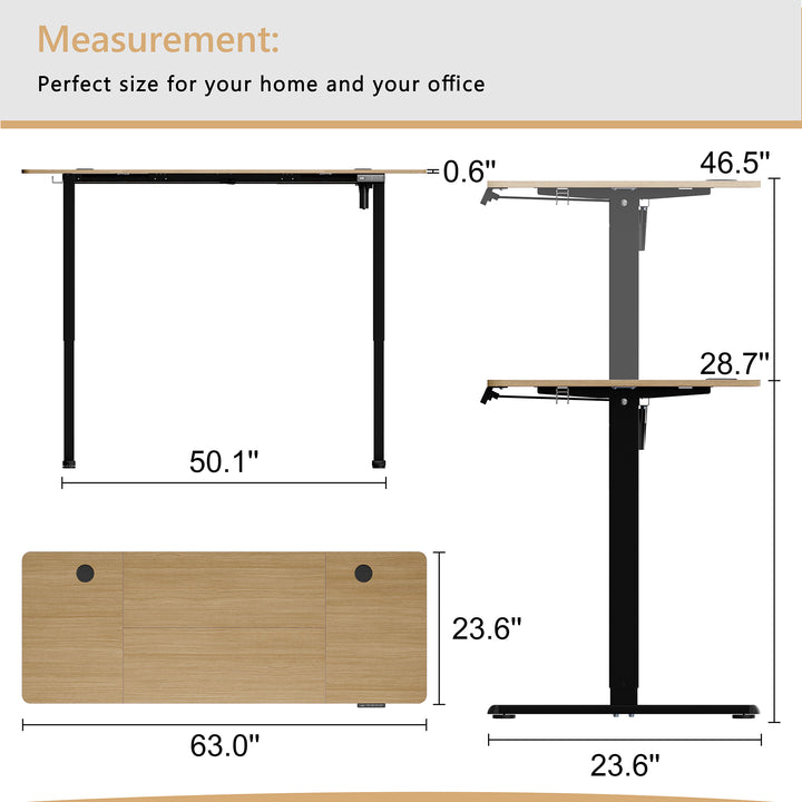 Walsunny Electric Office Ergonomic Standing Desk 1.2m / 1.4m / 1.6m With Black Metal Table Base (7709669294256)