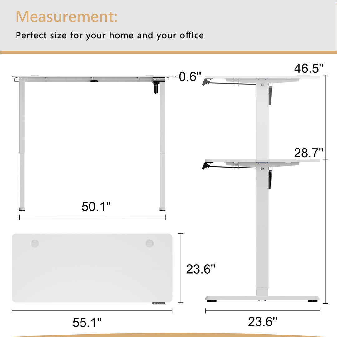 Walsunny Electric Office Ergonomic Standing Desk 1.2m / 1.4m / 1.6m With White Metal Table Base (7709656350896)