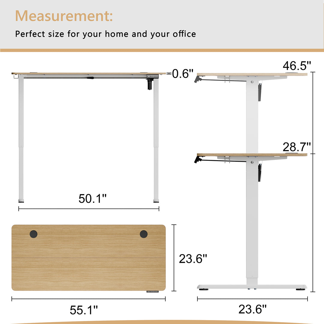 Walsunny Electric Office Ergonomic Standing Desk 1.2m / 1.4m / 1.6m With White Metal Table Base (7709656350896)