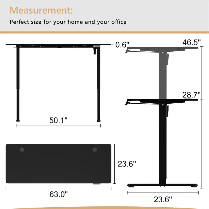 Walsunny Electric Office Ergonomic Standing Desk 1.2m / 1.4m / 1.6m With Black Metal Table Base (7709669294256)