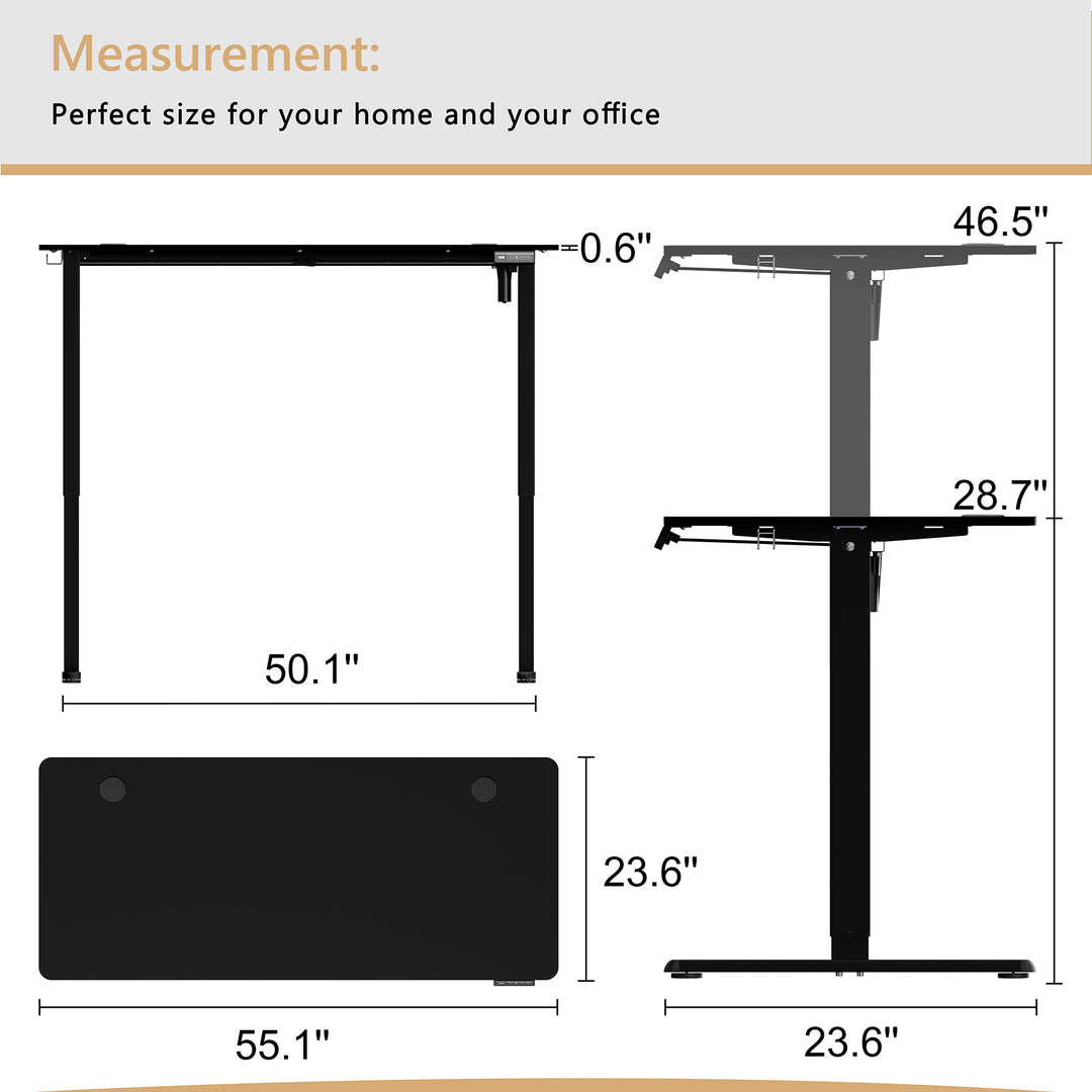 Walsunny Electric Office Ergonomic Standing Desk 1.2m / 1.4m / 1.6m With Black Metal Table Base (7709669294256)