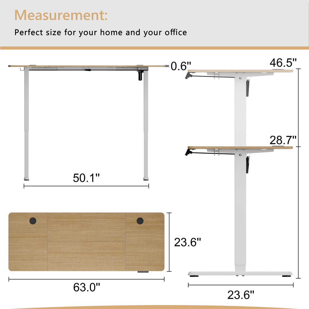 Walsunny Electric Office Ergonomic Standing Desk 1.2m / 1.4m / 1.6m With White Metal Table Base (7709656350896)