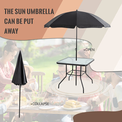 Walsunny Patio Furniture 6 Pieces Texilene Outdoor Folding Dining Set With Umbrella