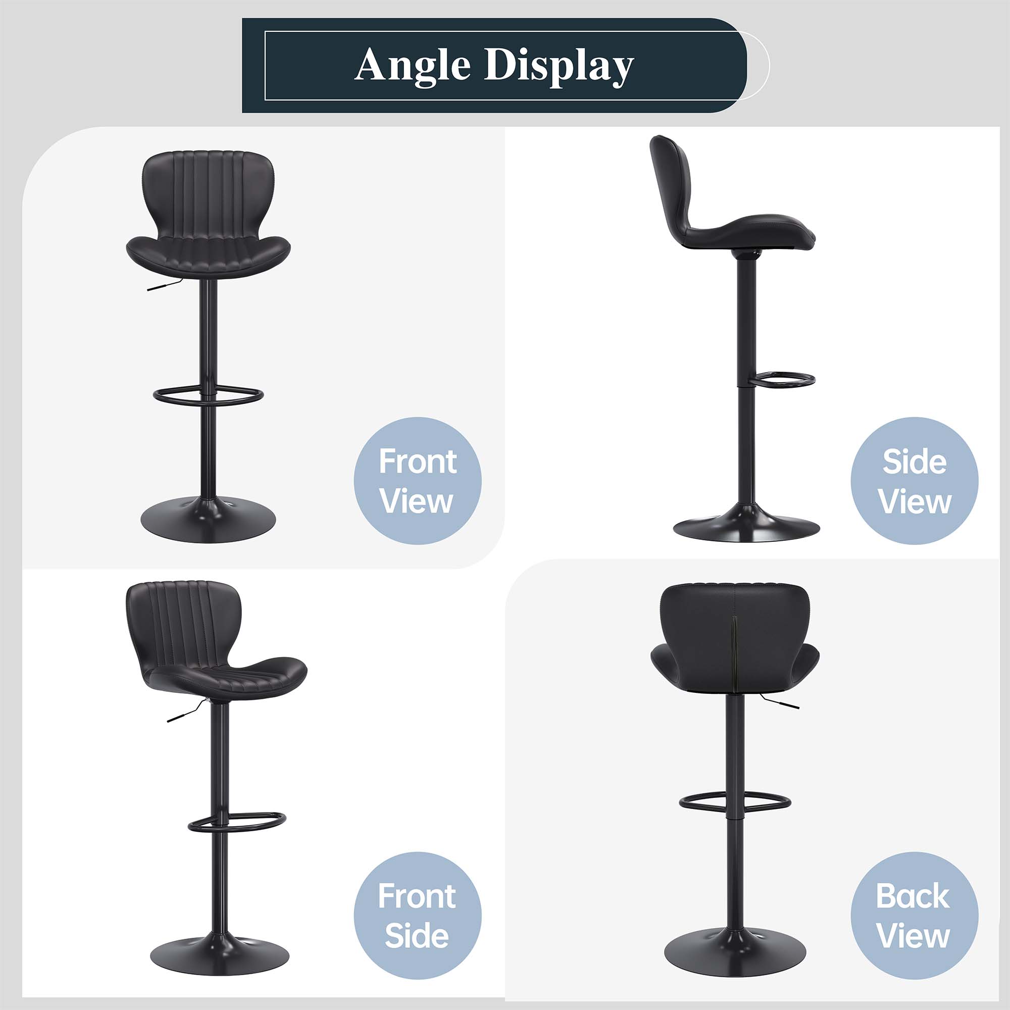 Walsunny Bar Stools Set of 2,Adjustable Leather Counter