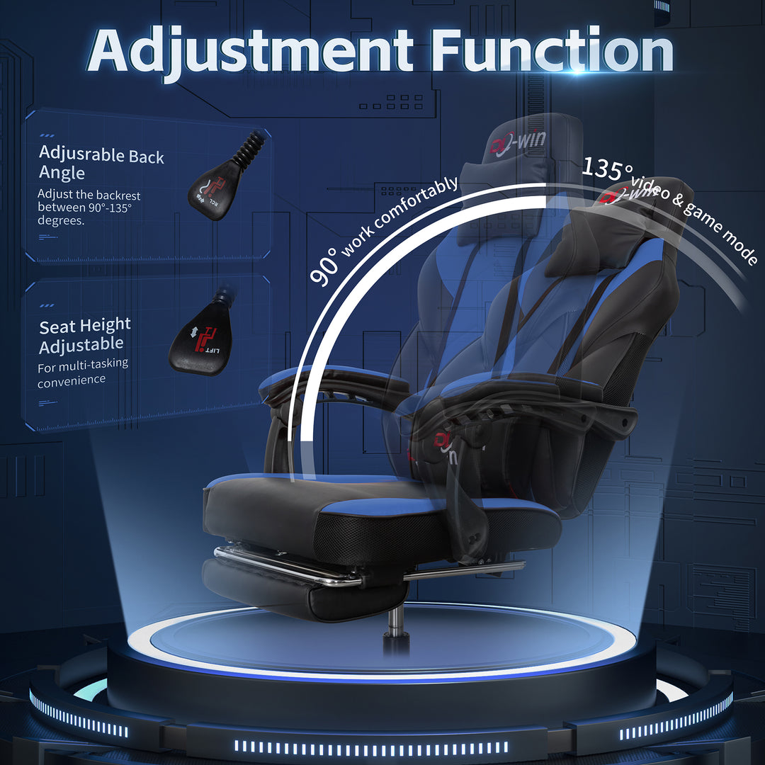 Walsunny Gaming Chair,Ergonomic PU Leather Office Chair with Footrest and Lumbar Support,Game Chairs with Massage Lumbar Support,Height Adjustable Computer Chair for Office or Gaming