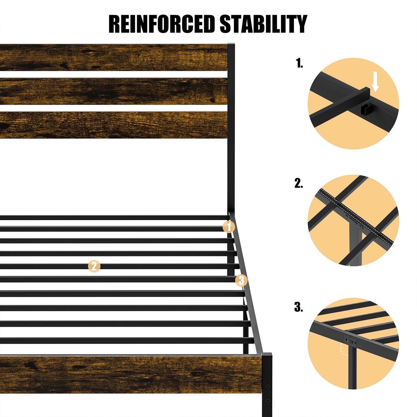 Walsunny Twin Size Heavy Duty Twin Size Bed Frame with Headboard and Footboard