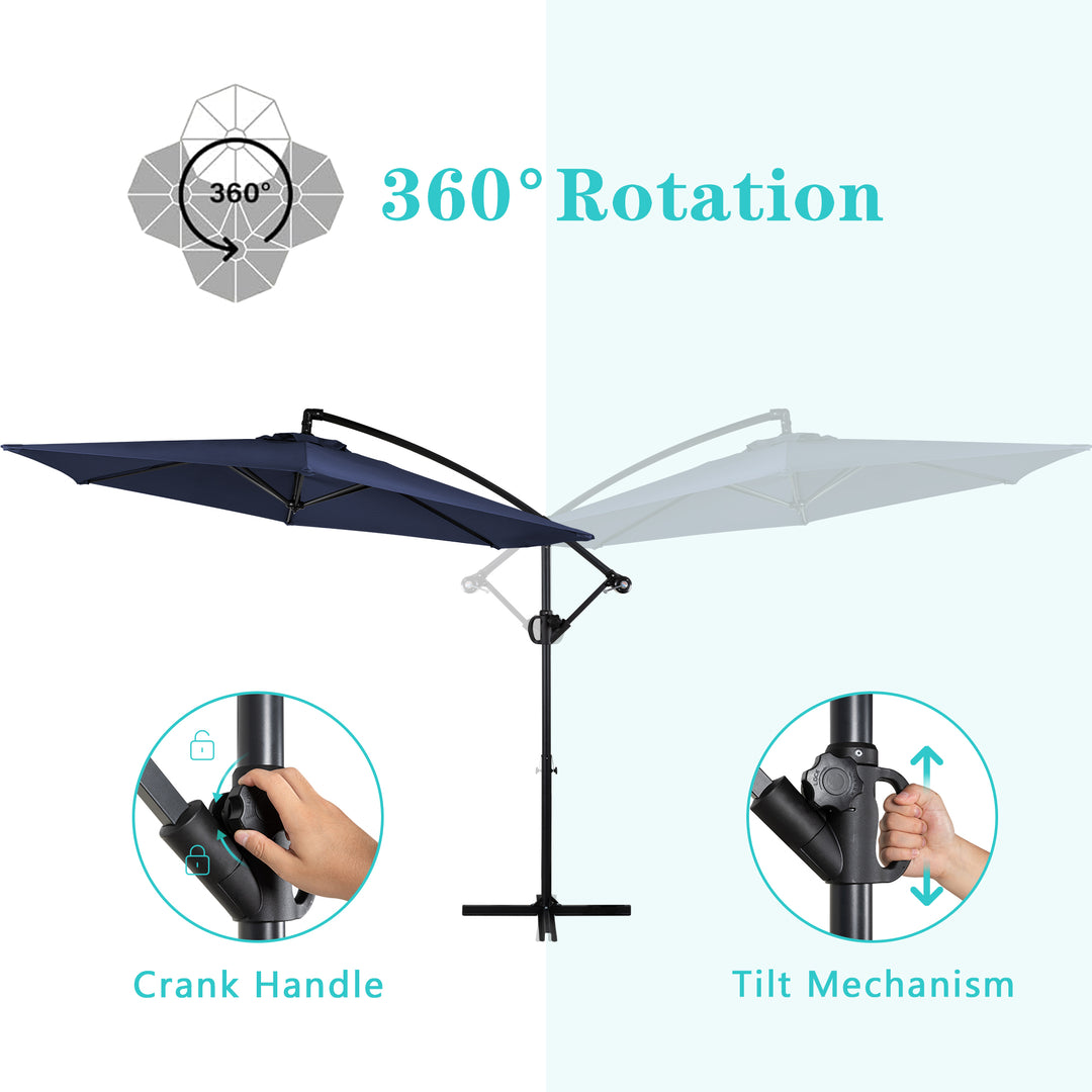 crank offset patio umbrella Walsunny Patio Offset Umbrella Easy Tilt Adjustment,Crank and Cross Ba