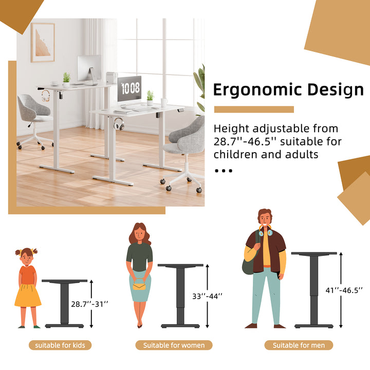 Walsunny Electric Office Ergonomic Standing Desk 1.2m / 1.4m / 1.6m With White Metal Table Base (7709656350896)