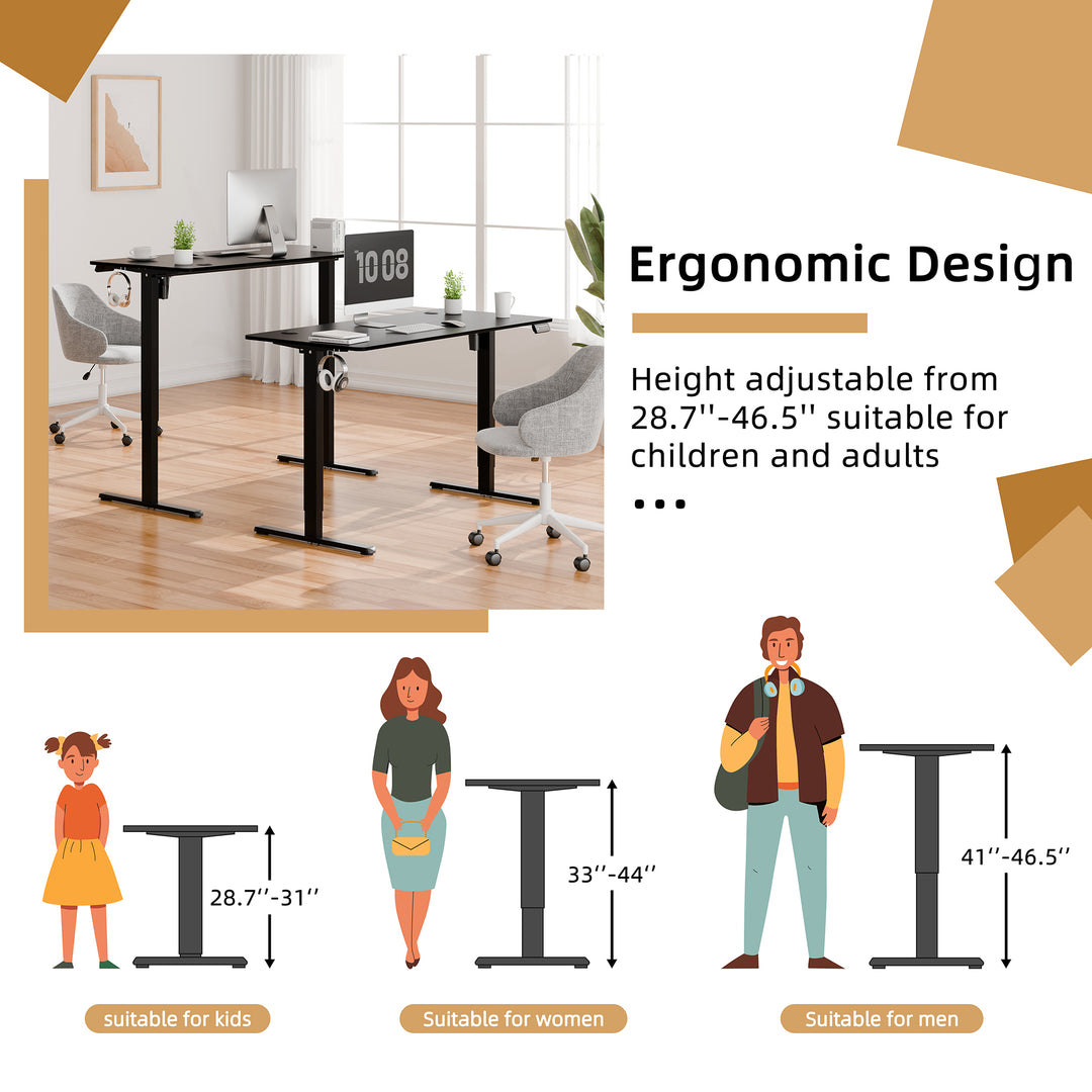 Walsunny Electric Office Ergonomic Standing Desk 1.2m / 1.4m / 1.6m With Black Metal Table Base (7709669294256)