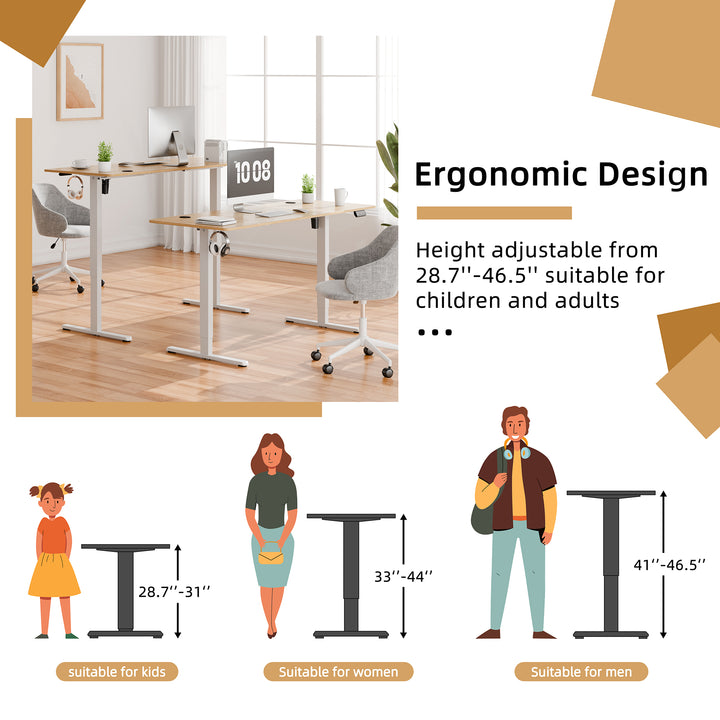 Walsunny Electric Office Ergonomic Standing Desk 1.2m / 1.4m / 1.6m With White Metal Table Base (7709656350896)