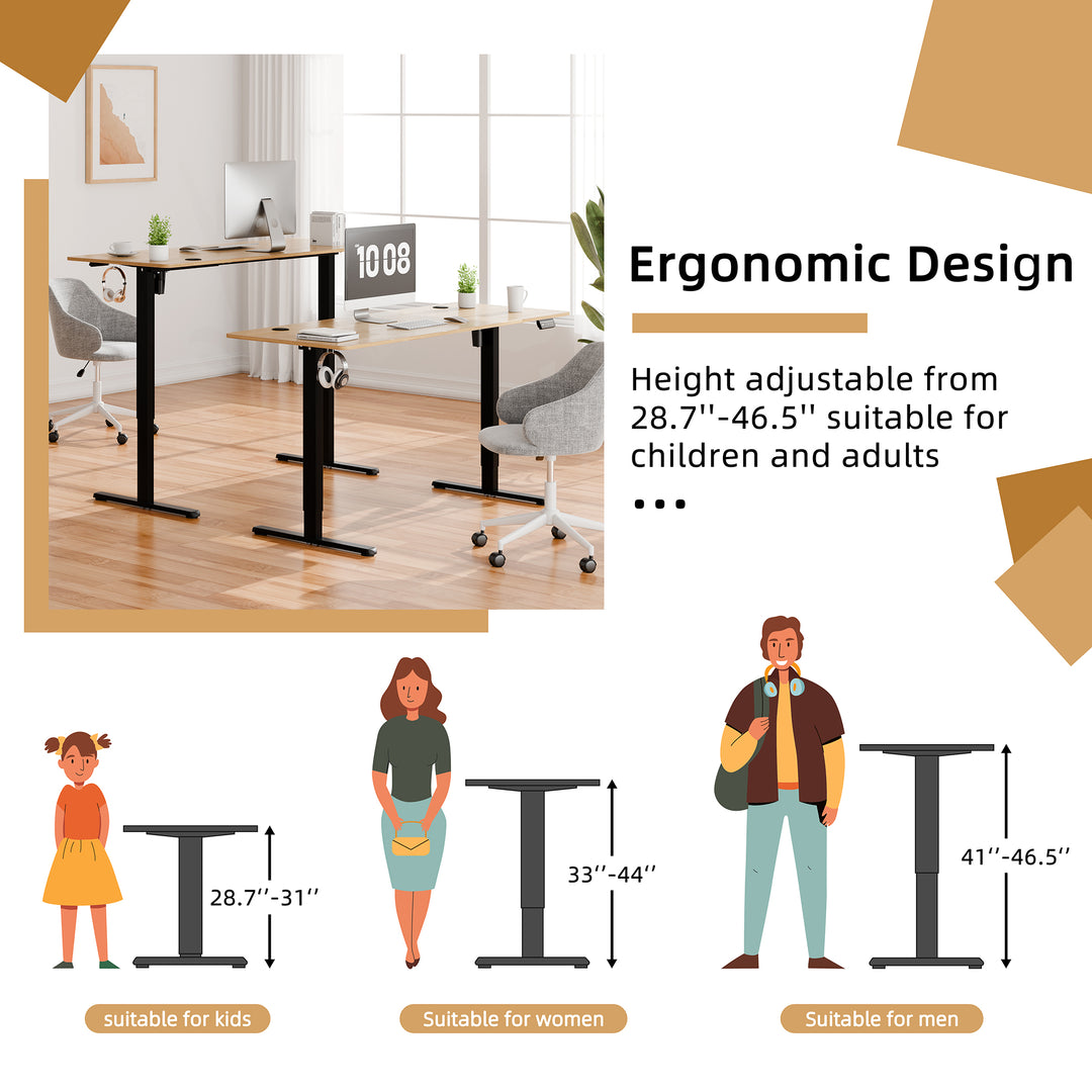 Walsunny Electric Office Ergonomic Standing Desk 1.2m / 1.4m / 1.6m With Black Metal Table Base (7709669294256)