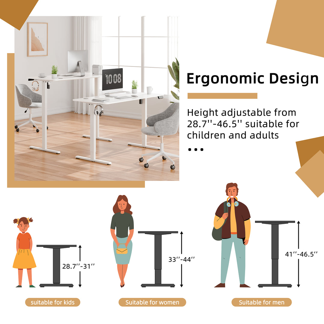 Walsunny Electric Office Ergonomic Standing Desk 1.2m / 1.4m / 1.6m With White Metal Table Base (7709656350896)