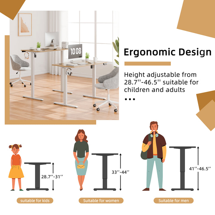 Walsunny Electric Office Ergonomic Standing Desk 1.2m / 1.4m / 1.6m With White Metal Table Base (7709656350896)