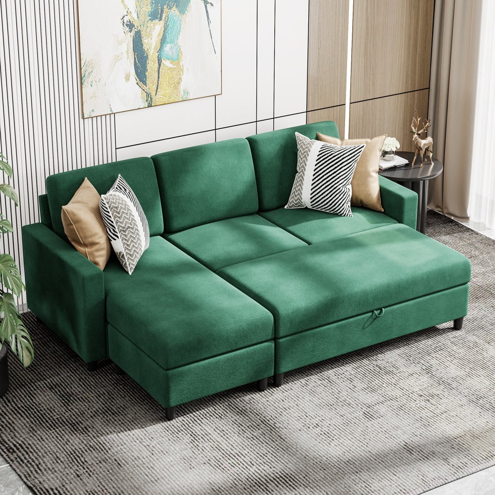 Walsunny 3-Seat L Shaped Modern Sectional Sofa With Long Storage Ottoman