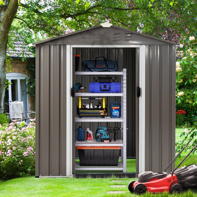 Walsunny Outdoor Steel Storage Shed, Metal Garden Shed