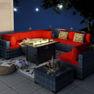 Walsunny 50,000 BTU Patio Metal Gas Rectangle Fire Pit Table