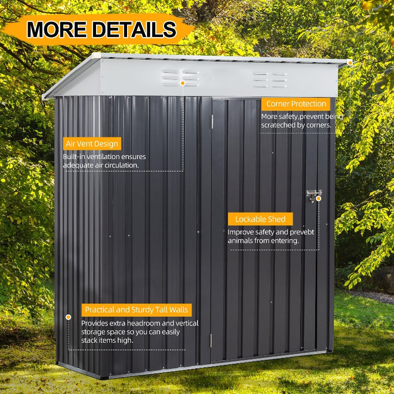 Walsunny Dark Gray Metal Outdoor Storage Garden Shed for Walsunny Dark Gray Metal Outdoor Storage Garden Shed for