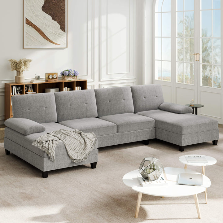 WALSUNNY 106'' Sectional Sofa Couches #color_light-grey