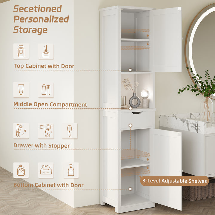 Walsunny Bathroom Cabinet, Storage Cabinet with 2 Doors & 1 Drawer, Floor Mount, with Adjustable Shelves