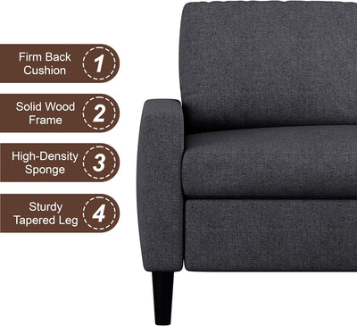 Walsunny 3-Seat L Shaped Sectional Sofa Couch with Modern Linen Fabric for Small Space