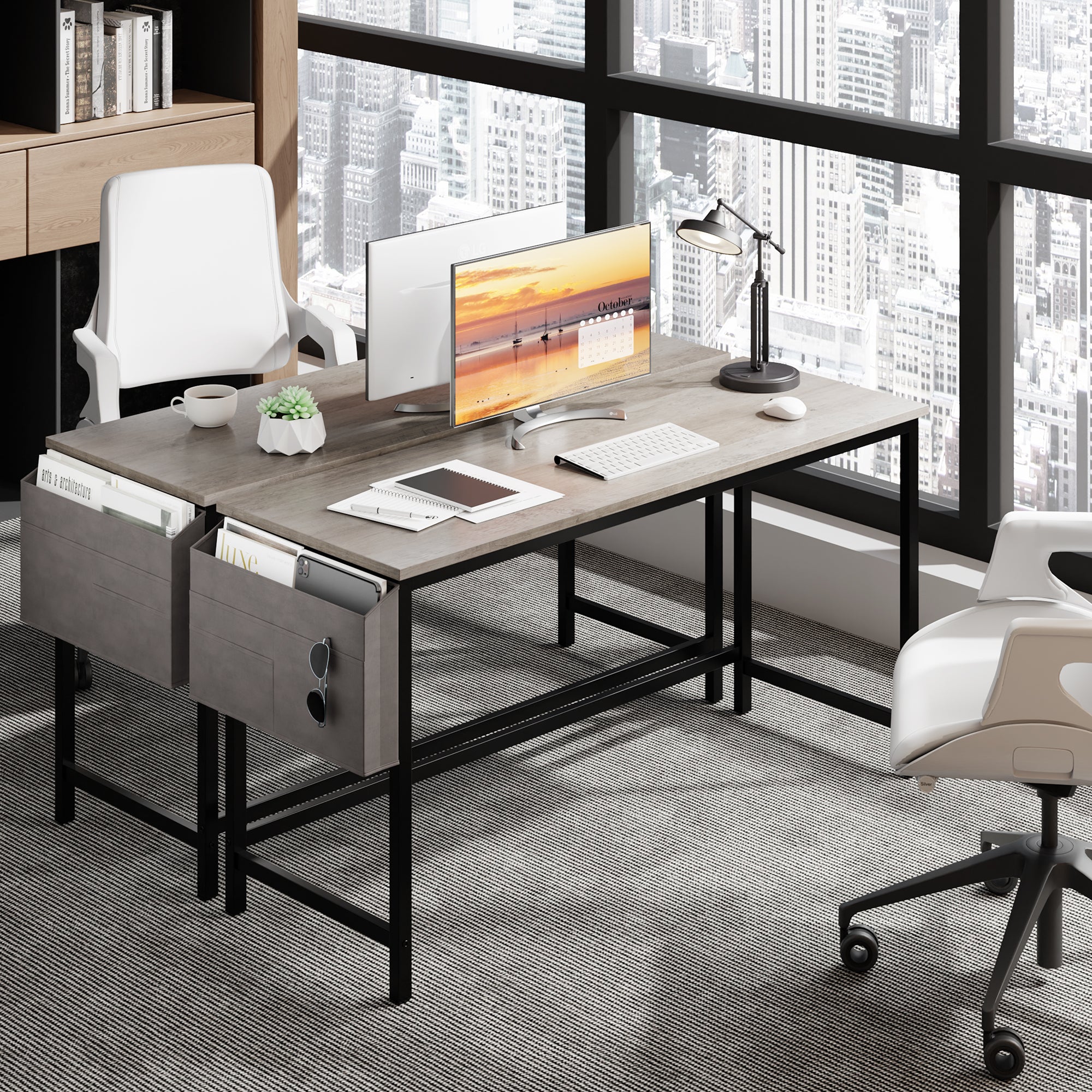 Walsunny 55 inch Home Office Desk with Storage Bag, Study