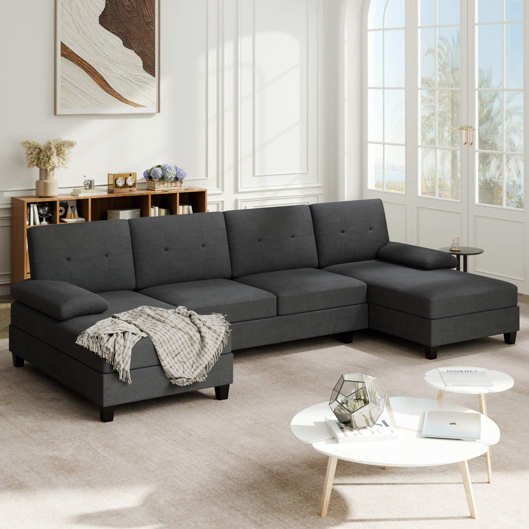 WALSUNNY 106'' Sectional Sofa Couches #color_black