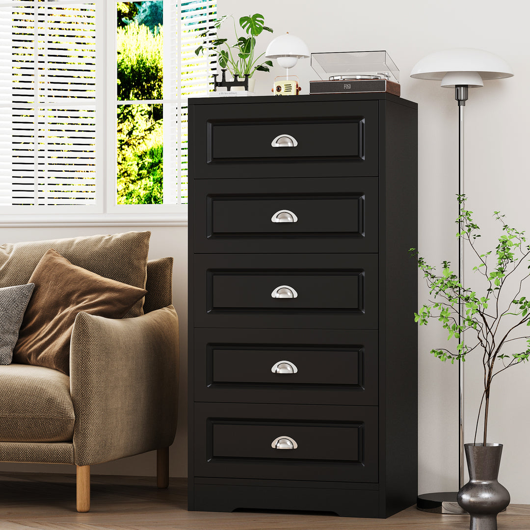 Walsunny 5 Drawer Vertical Dresser, Black / 5 Drawers Walsunny 5 Drawer Vertical Dresser, Black / 5 Drawers