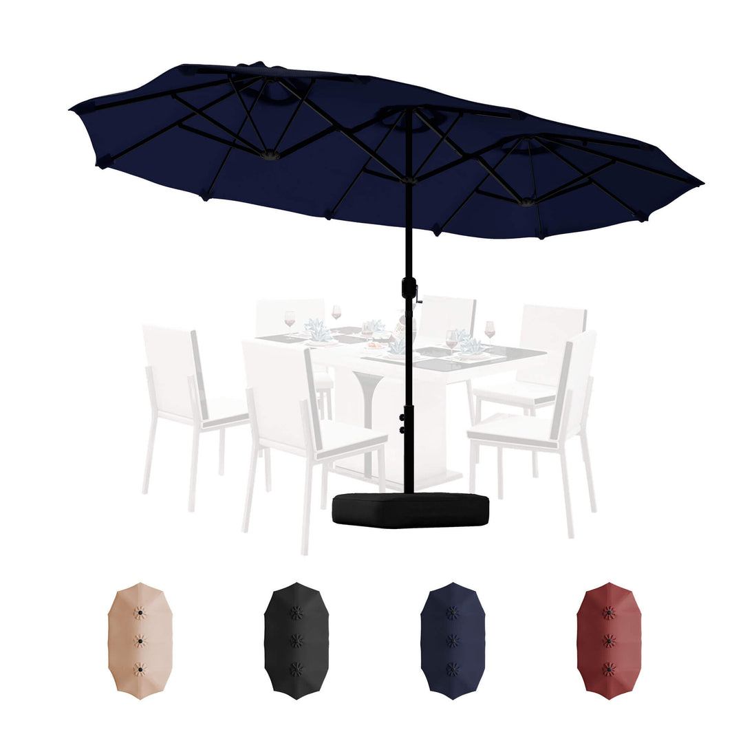 heavy duty vinyl patio umbrella Walsunny 15 ft Extra Large Patio Umbrella with Base, Grey / 7ft x 12ft